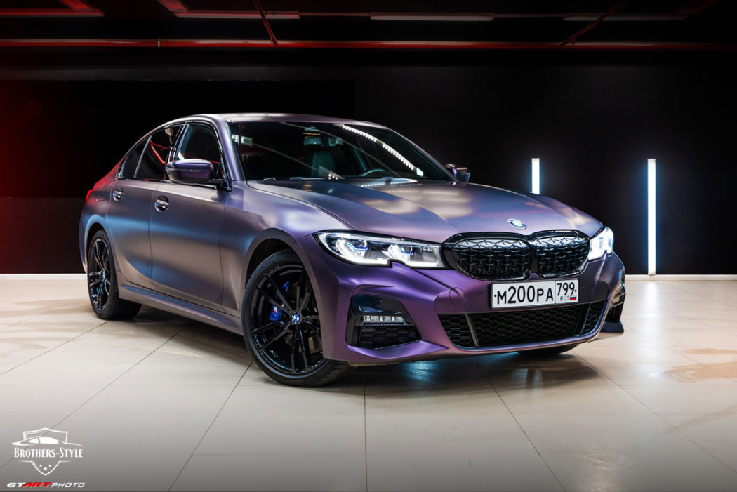 Оклейка BMW 3 G20 плёнкой Bruxsafol Matt Midnight Purple