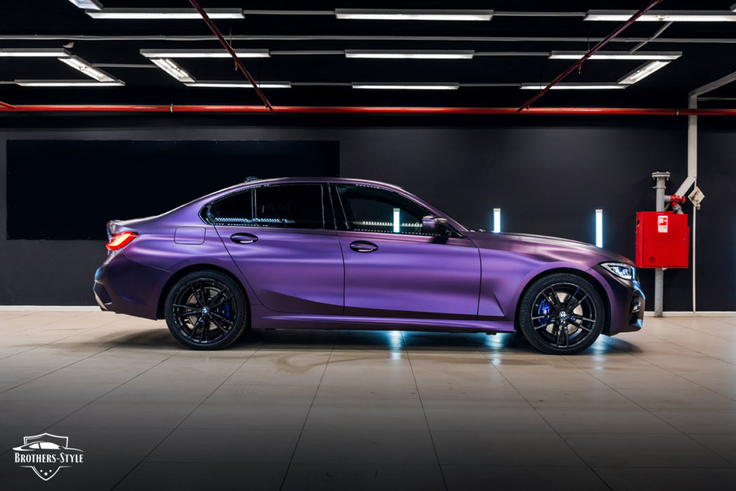 Оклейка BMW 3 G20 плёнкой Bruxsafol Matt Midnight Purple